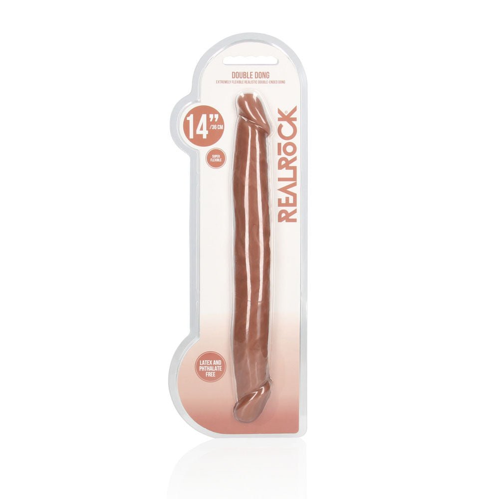 Realrock 14'' double-ended dildo -  box front view | Flirtybay